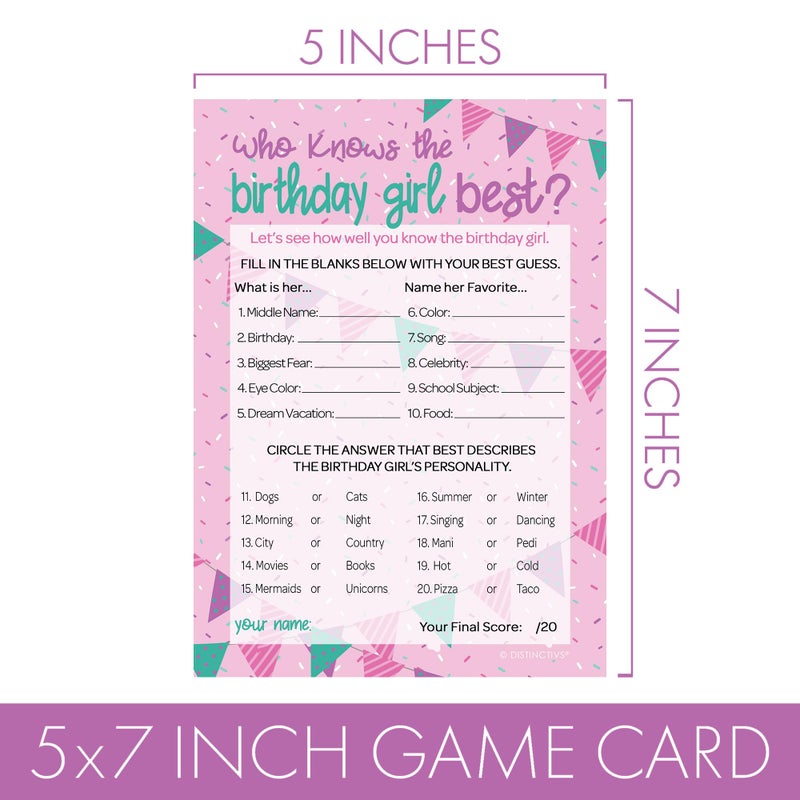 DISTINCTIVS Who Knows The Birthday Girl Best 5x7 Cards, 10 Count - Sleepover Games, How Well Do You Know The Birthday Girl - Image 4